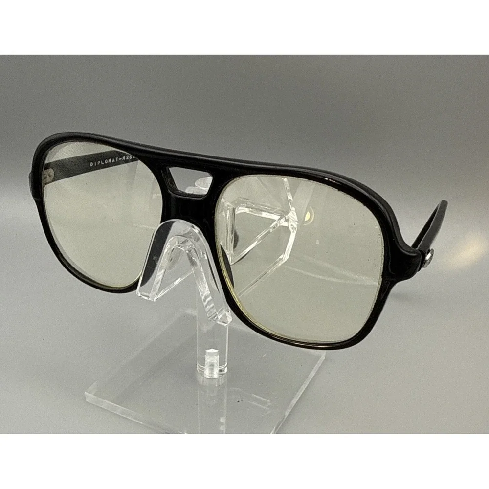 VTG 70s MENS BLACK FRAMES DIPLOMAT M260 GLASSES SQUARE EYEGLASSES THICK FRAMES